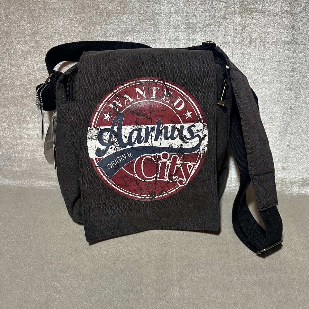 Robin Ruth Wanted Aarhus Denmark Canvas Crossbody Messenger Bag Gray NWT Strap